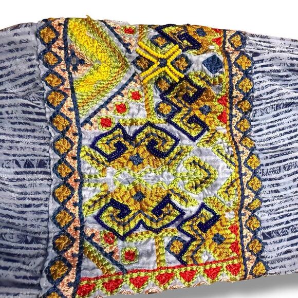 Anthropologie Bhanuni by Jyoti Womens Linne Embroidered Beaded Blue Dress Medium - Picture 9 of 13